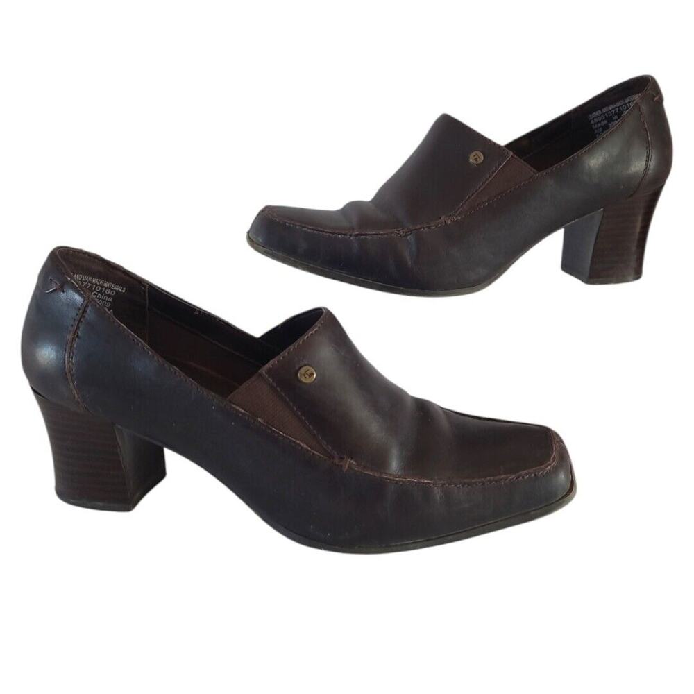 Thom McAn Thea Shoes Womens Size 8.5 Wide Brown Square Toe 30125 Leather Vintage